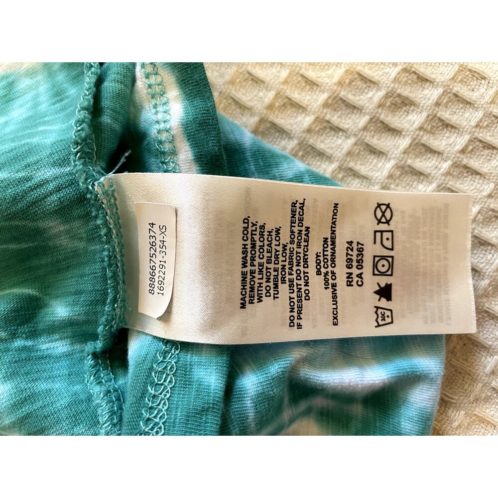 Columbia Daisy Fields Teal Tie Dye V Neck 100% Cotton Tee Shirt Dress Size XS - Picture 6 of 10